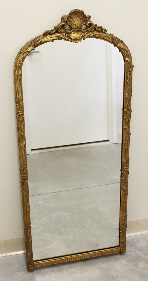 19TH CENTURY FULL LENGTH MIRROR: 19th Century gilt full length mirror. Measures 48" x 20"