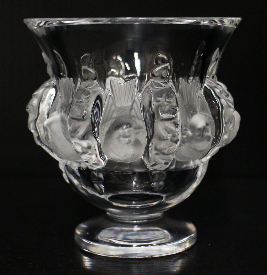 LALIQUE CRYSTAL SPARROW BIRD VASE (1 of 1)