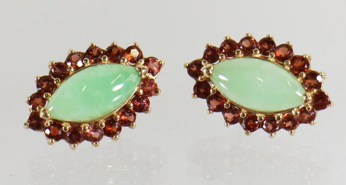 14K JADE & GEMSTONE EARRINGS (1 of 3)
