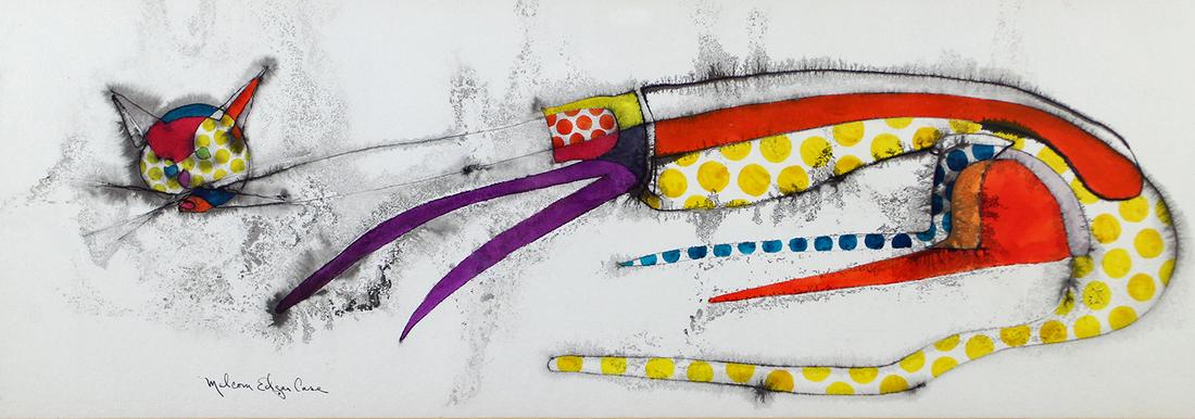 MALCOLM EDGAR CASE MIXED MEDIA ABSTRACT CAT (1 of 3)