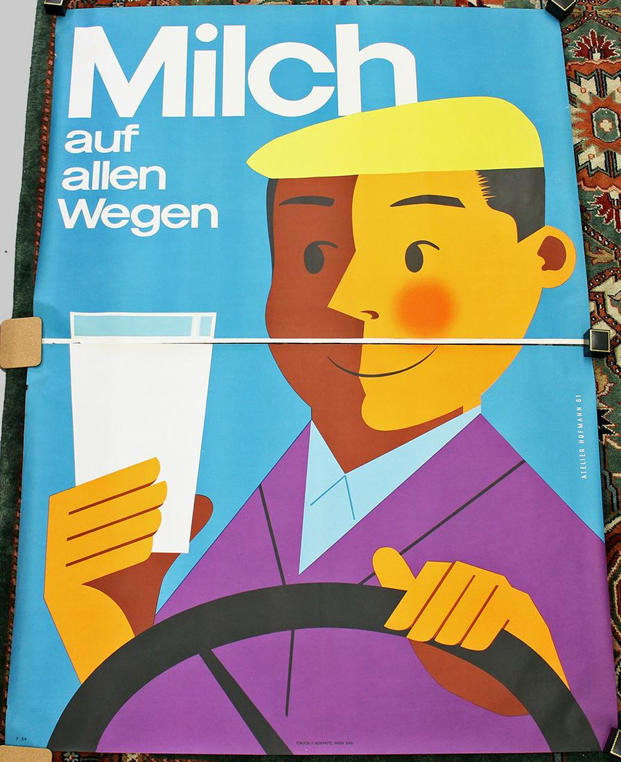 VINTAGE AUSTRIAN ADVERTISING MILK POSTER (1 of 5)
