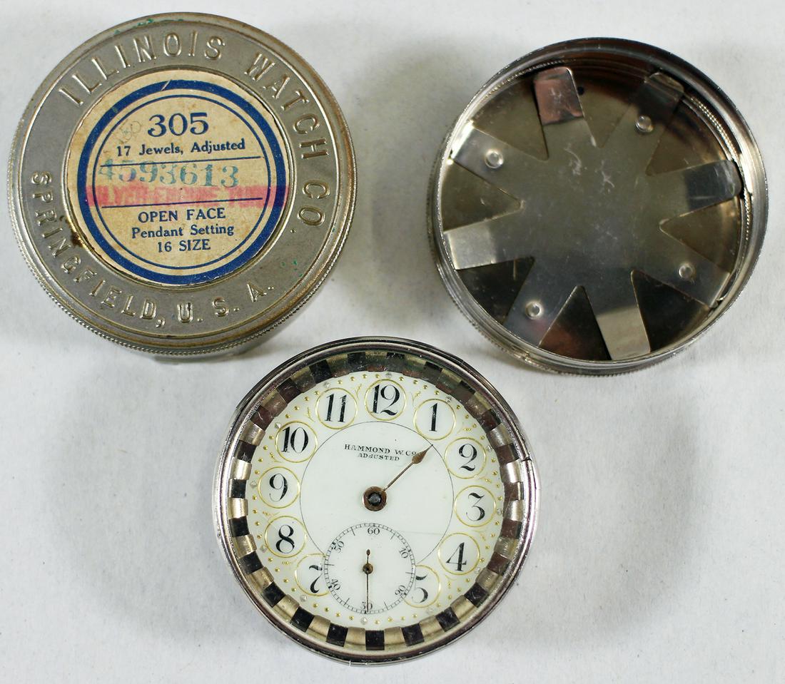 ILLINOIS HAMMOND POCKET WATCH IN CONTAINER (1 of 4)