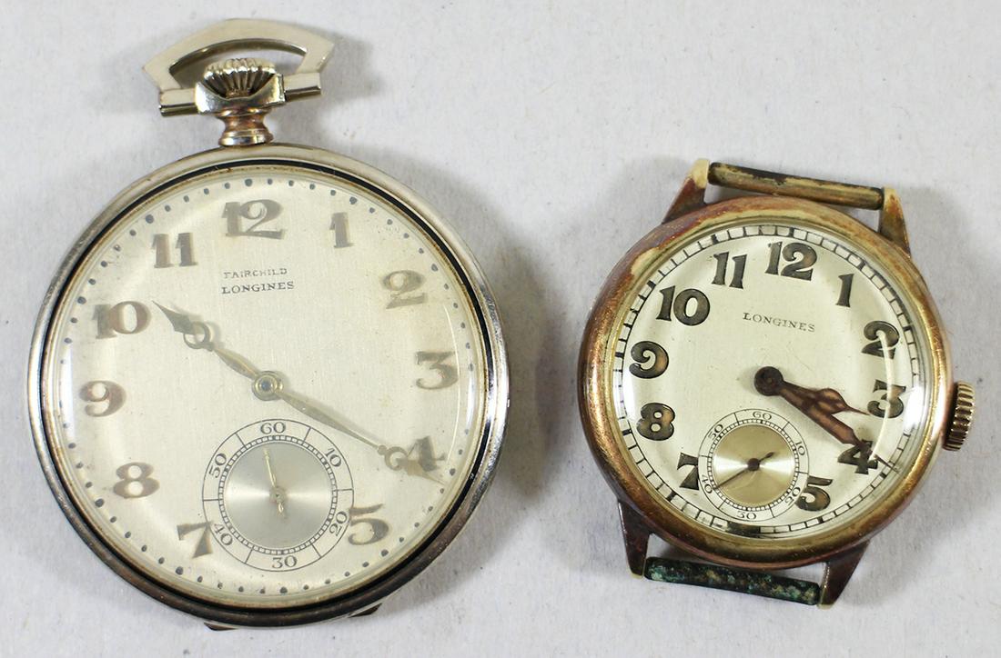 14K LONGINES POCKET WATCH & G.F. WRISTWATCH (1 of 5)