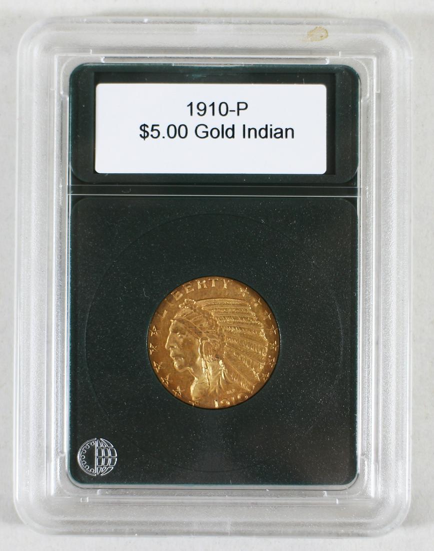 1910-P $5 INDIAN HEAD HALF EAGLE GOLD COIN (1 of 3)