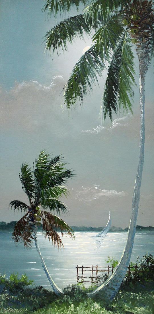 SAM NEWTON HIGHWAYMEN NIGHT RIVER PAINTING (1 of 4)