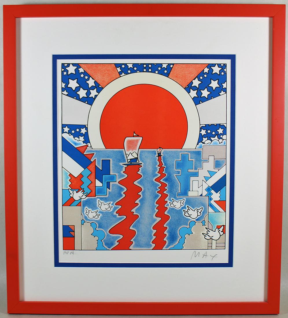 PETER MAX A.P. SAILING NEW WORLDS LITHOGRAPH (1 of 3)