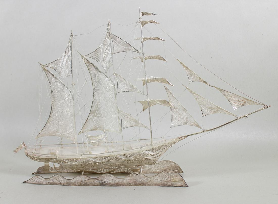 SILVER FILIGREE CLIPPER SHIP MODEL (1 of 2)