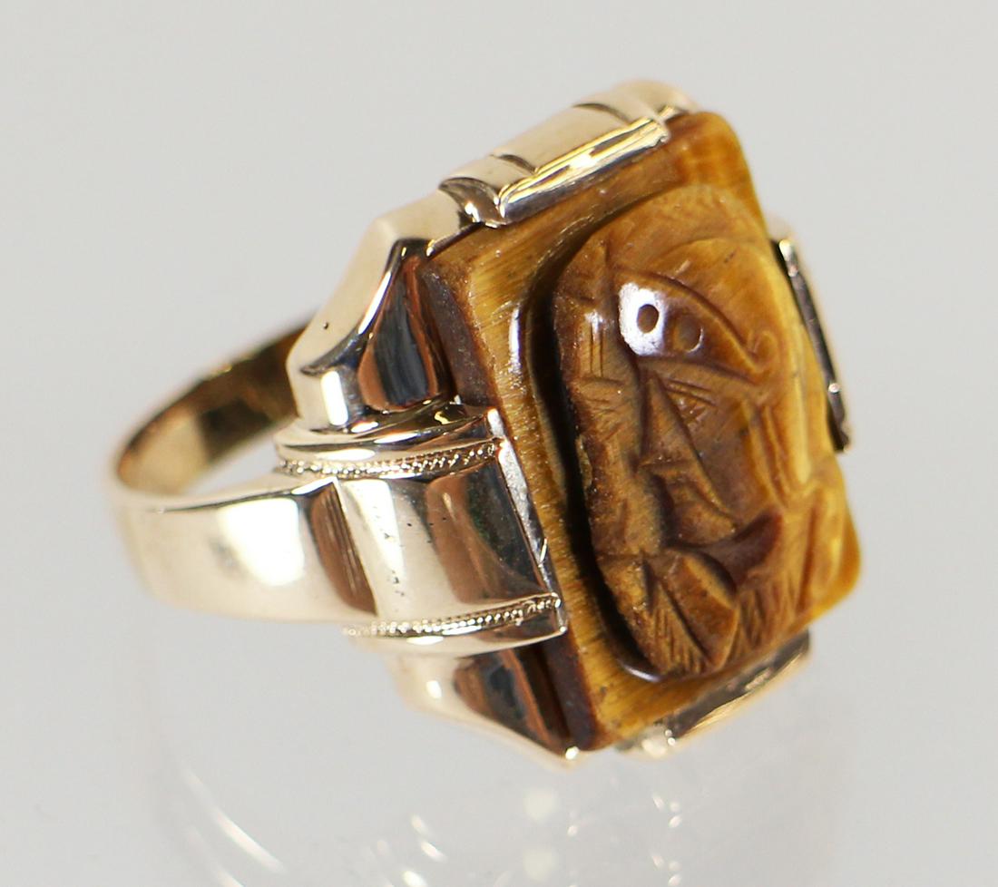 MEN'S VINTAGE 10K TIGER EYE DOUBLE INTAGLIO RING (1 of 3)