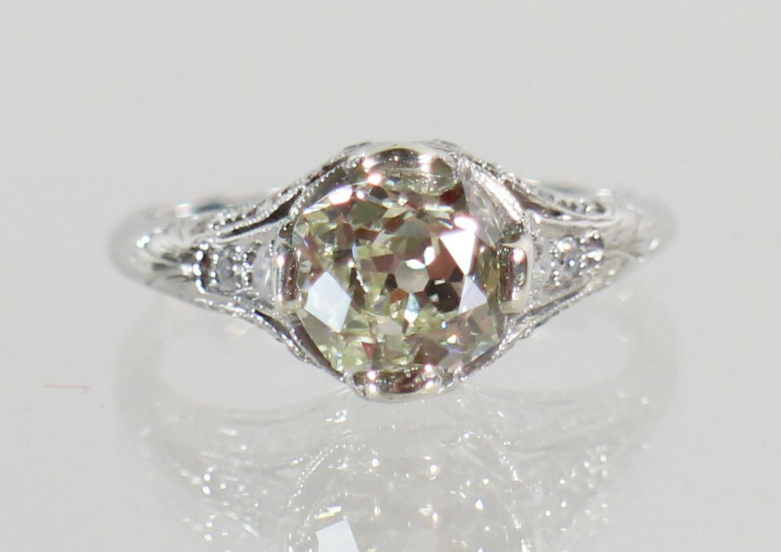 1.73 CARAT DIAMOND ART DECO PLATINUM RING (1 of 4)