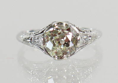 1.73 CARAT DIAMOND ART DECO PLATINUM RING (1 of 4)
