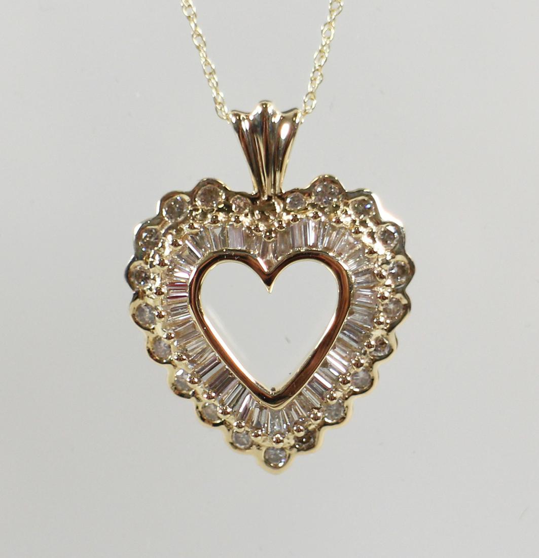 14K GOLD 1 CARAT TW DIAMOND HEART NECKLACE (1 of 2)