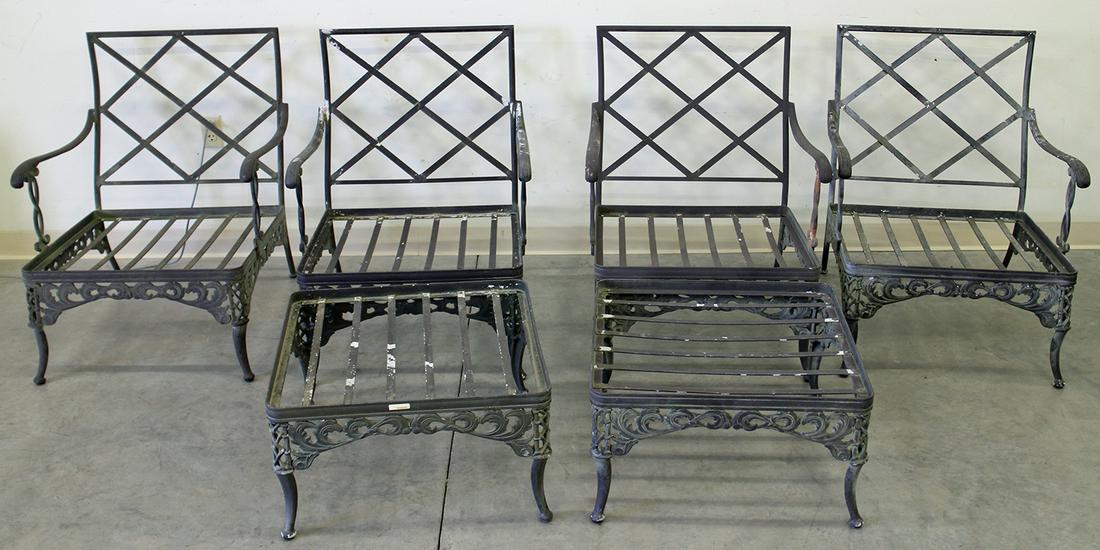 (4) BROWN JORDAN OUTDOOR CHAIRS & (2) FOOTSTOOLS (1 of 2)