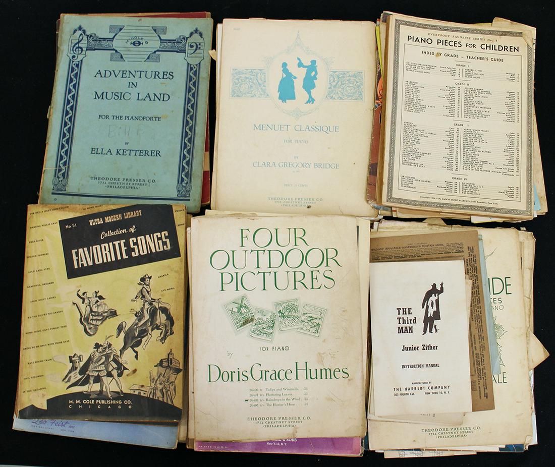VINTAGE & ANTIQUE PIANO MUSIC SHEETS: An assorted collection of old piano music sheets.