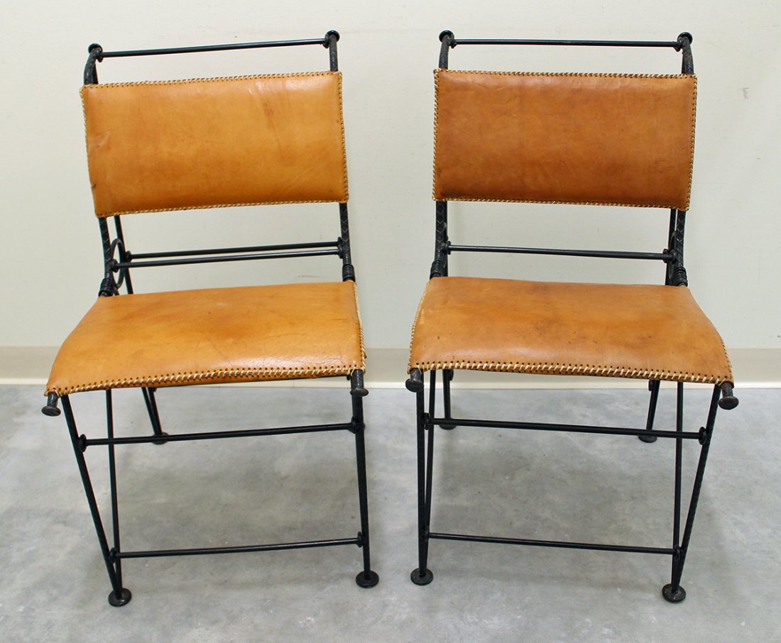(2) ATTB. ILANA GOOR LEATHER & IRON CHAIRS (1 of 3)
