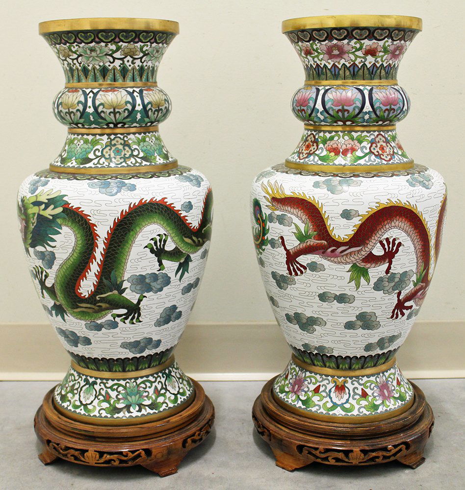 (2) LARGE CLOISONNE VASES (1 of 2)
