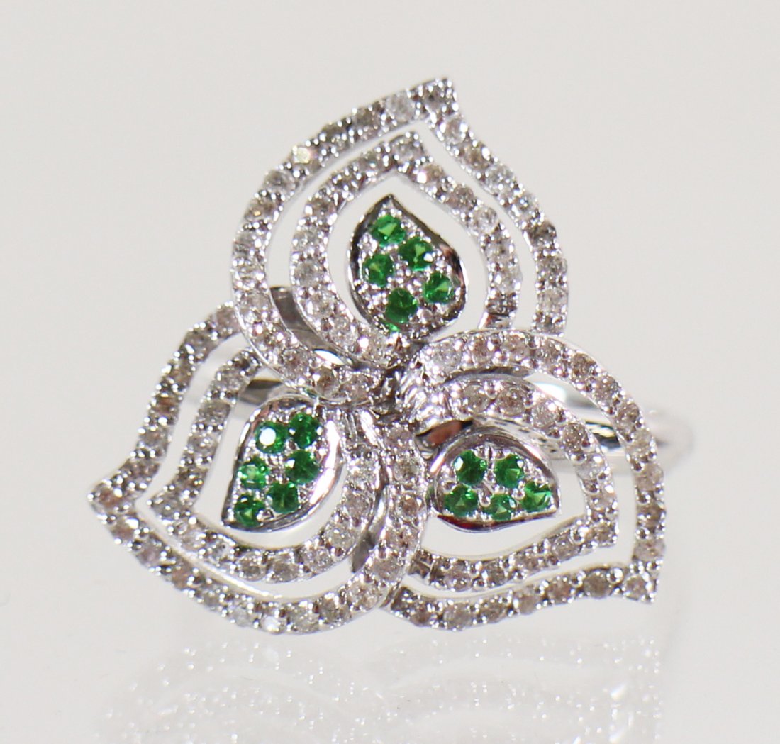 14K WHITE GOLD DIAMOND & TSAVORITE RING (1 of 3)