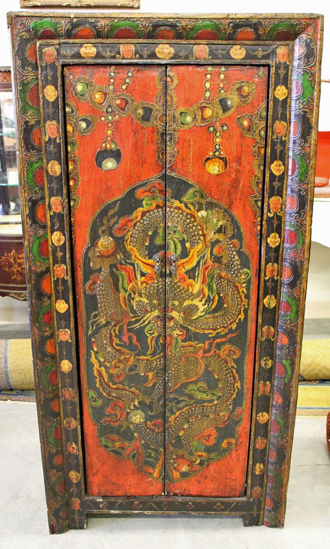 HAND PAINTED TIBETAN CABINET (1 of 3)