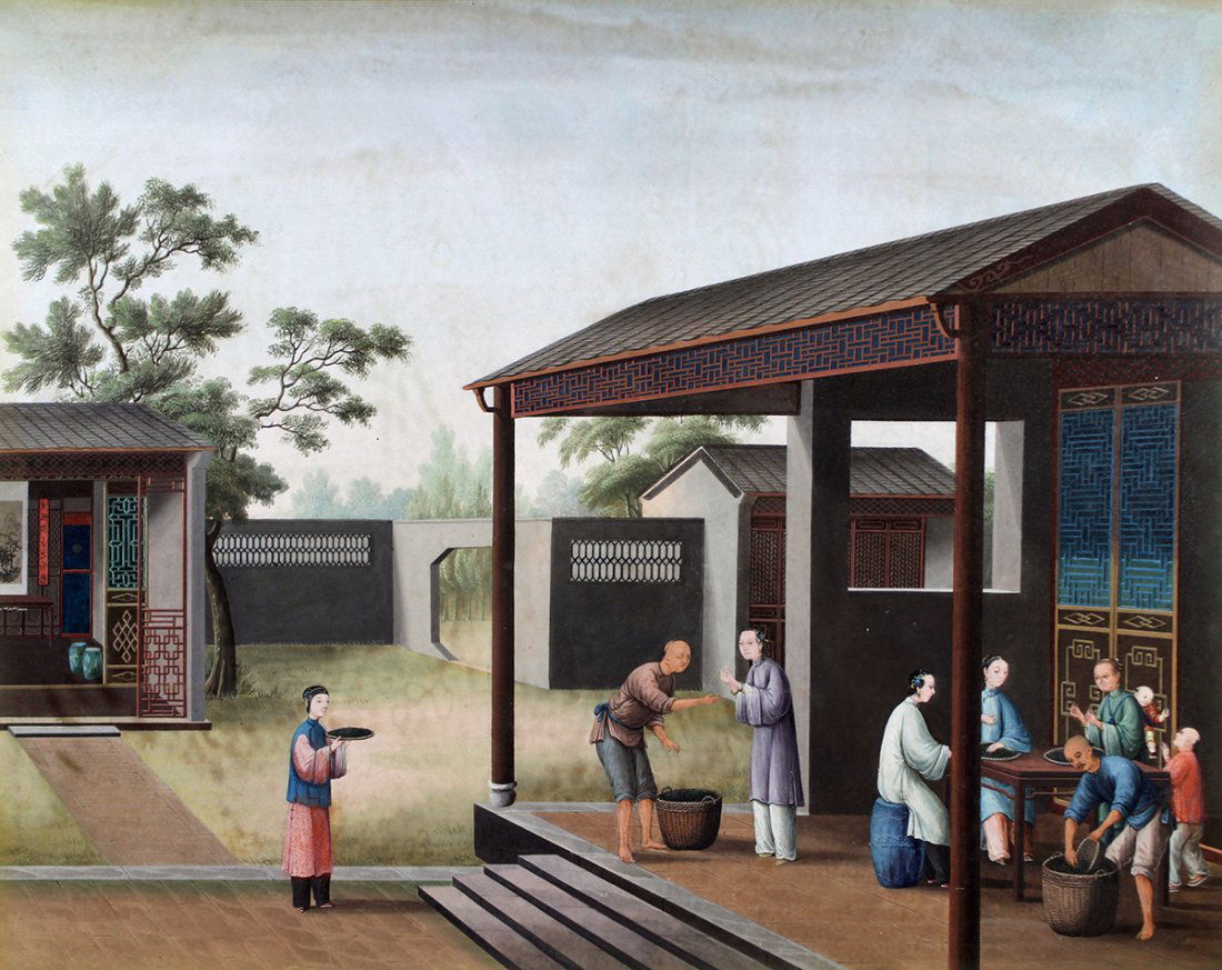 CHINESE MIXED MEDIA GATHERING SCENE PAINTING (1 of 5)