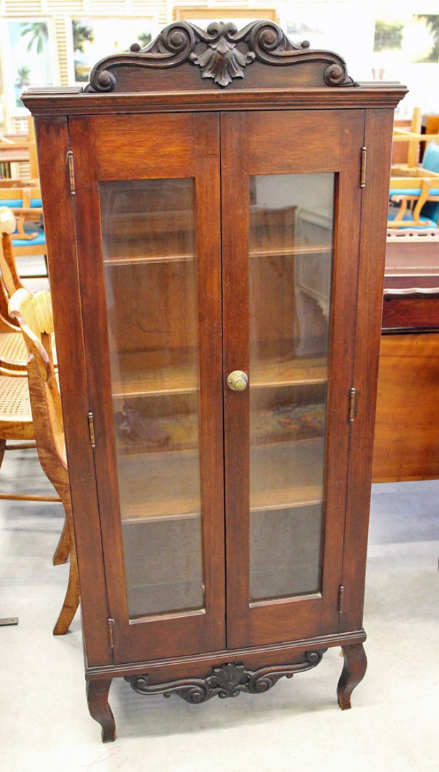 VICTORIAN DOUBLE GLASS DOOR CURIO CABINET (1 of 2)