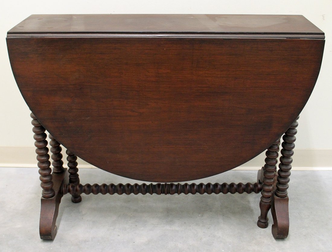 19TH CENT. BARLEY TWIST DROP LEAF GATE LEG TABLE (1 of 3)