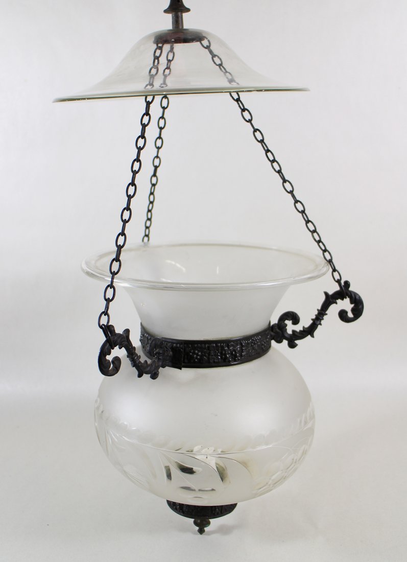 BELL JAR ETCHED GLASS HANGING LANTERN (1 of 4)