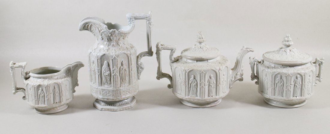 19TH CENTURY APOSTLE WARE SALT GLAZE COFFEE SET (1 of 5)