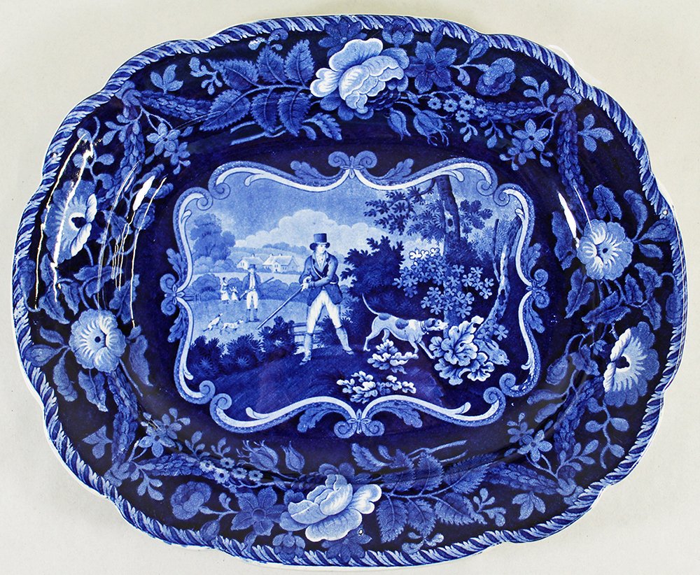 19TH CENT. CLEWS STAFFORDSHIRE FOX HUNT PLATTER (1 of 2)