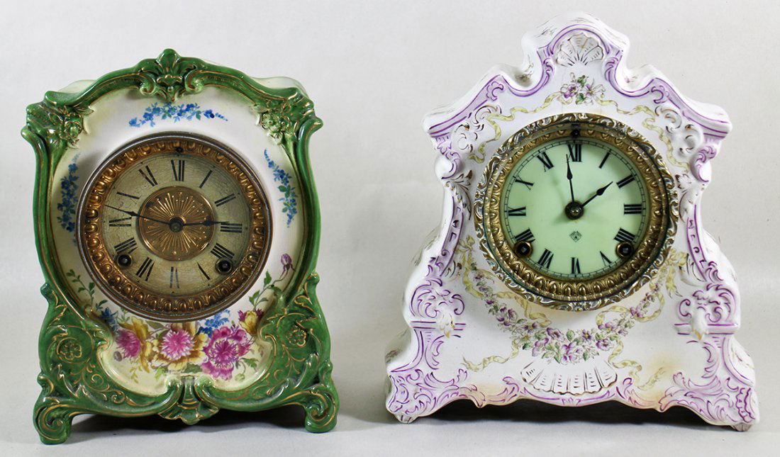 (2) ANTIQUE PORCELAIN CLOCKS (1 of 6)