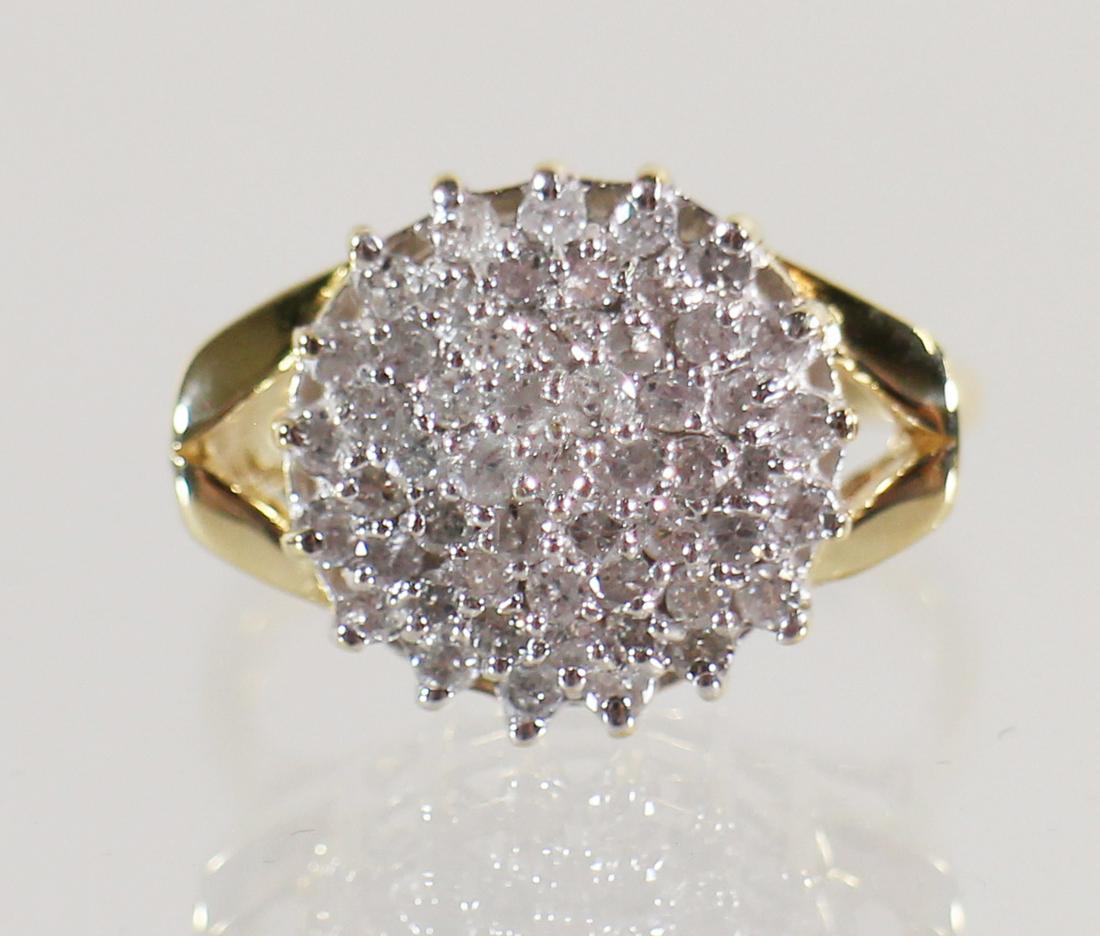 14K 1.00 TCW DIAMOND CLUSTER RING (1 of 2)