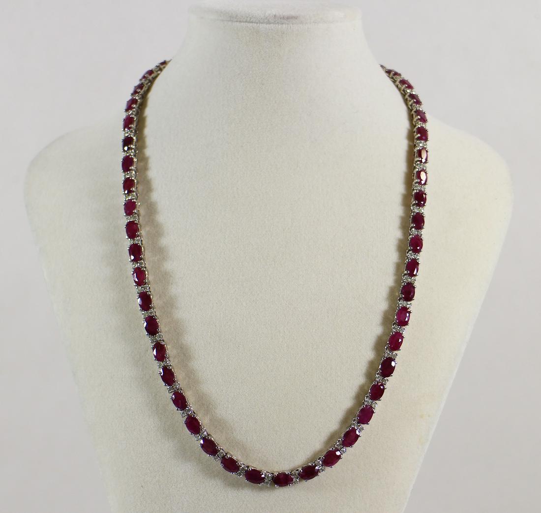 14K RUBY & DIAMOND TENNIS NECKLACE (1 of 5)