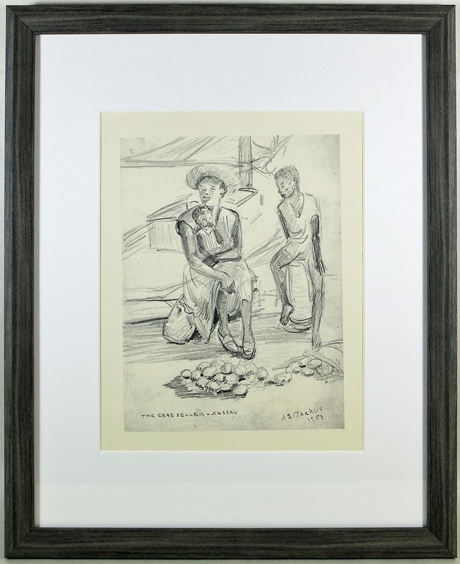 A.E. BACKUS THE CRAB SELLER NASSAU LITHOGRAPH (1 of 2)