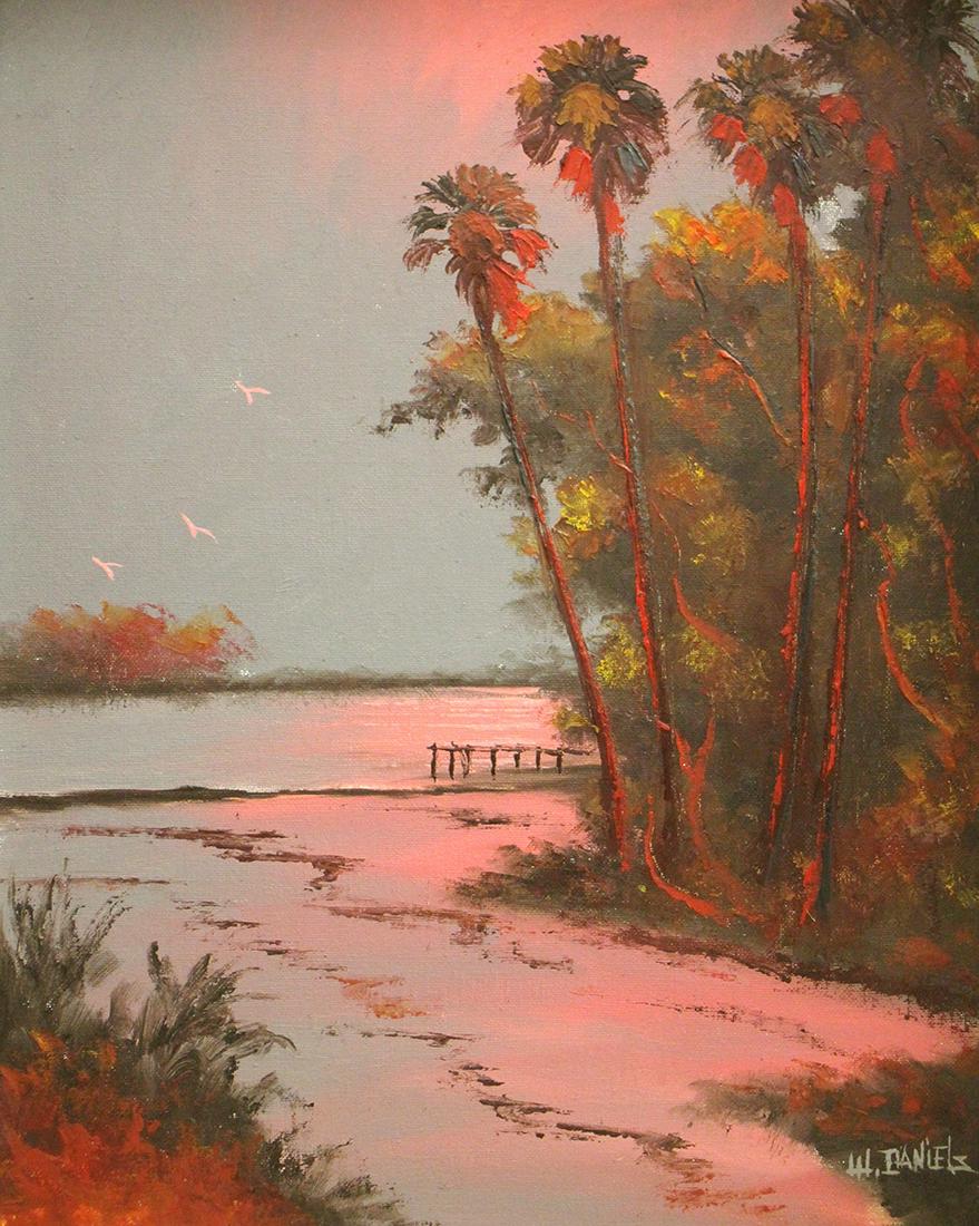 WILLIE DANIELS PINK SUNSET HIGHWAYMEN PAINTING (1 of 5)
