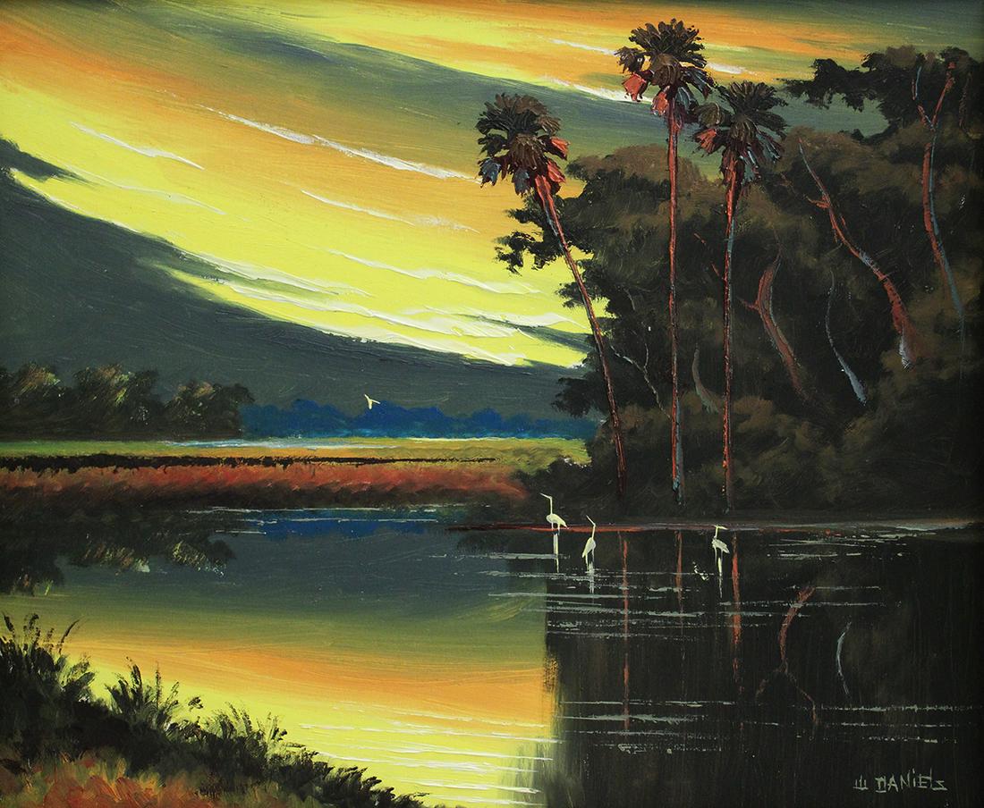WILLIE DANIELS YELLOW SUNSET HIGHWAYMEN PAINTING (1 of 5)