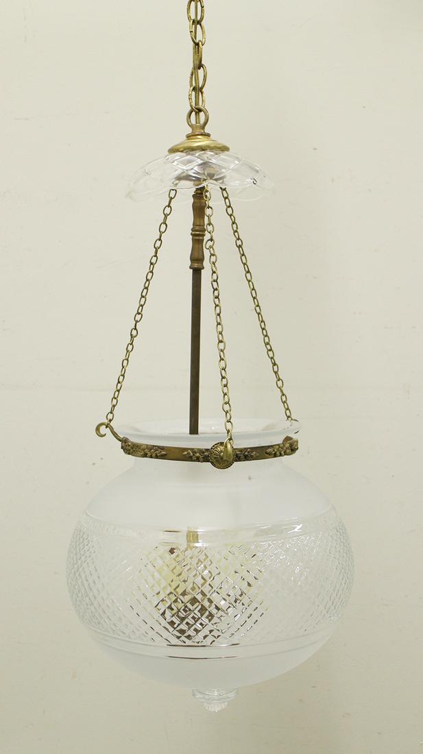 HANGING THREE LIGHT BELL JAR CHANDELIER (1 of 4)