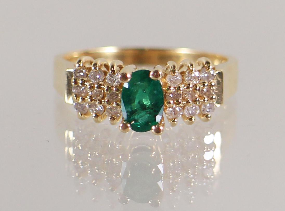 14K EMERALD & DIAMOND RING (1 of 3)