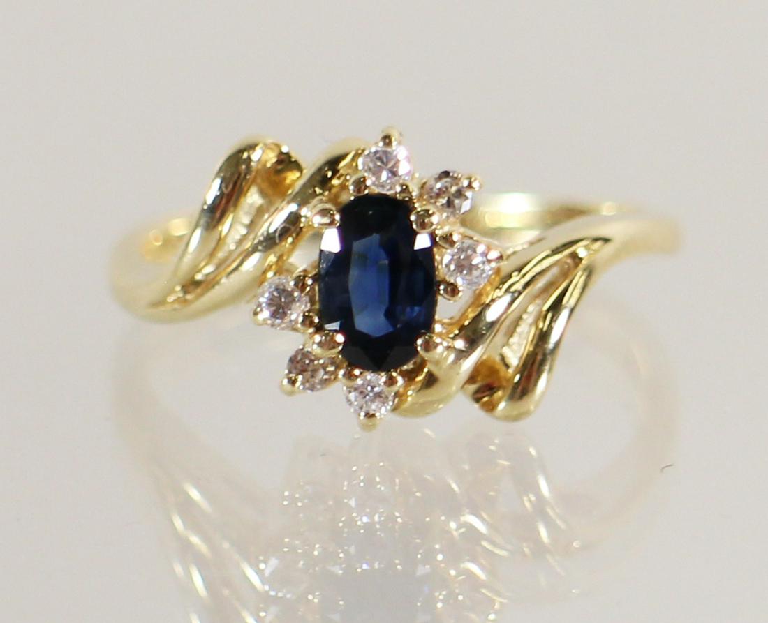 14K SAPPHIRE & DIAMOND RING (1 of 2)