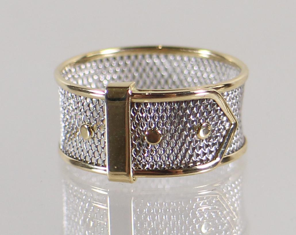 ITALIAN 18K & PLATINUM BUCKLE RING (1 of 3)