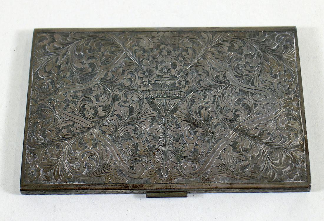 HAND ENGRAVED 800 SILVER CIGARETTE CASE (1 of 4)