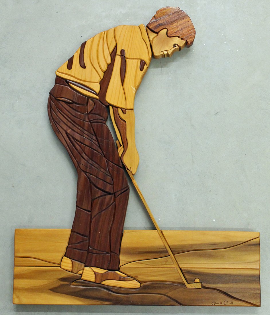 WOOD PUZZLE GOLFER WALL ART (1 of 2)