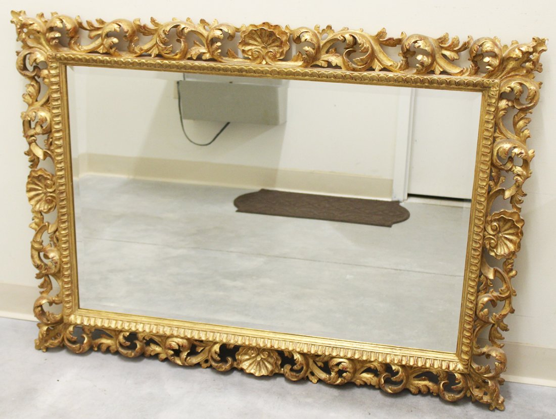 ROCOCO CARVED WOOD GILT FRAMED MIRROR (1 of 5)
