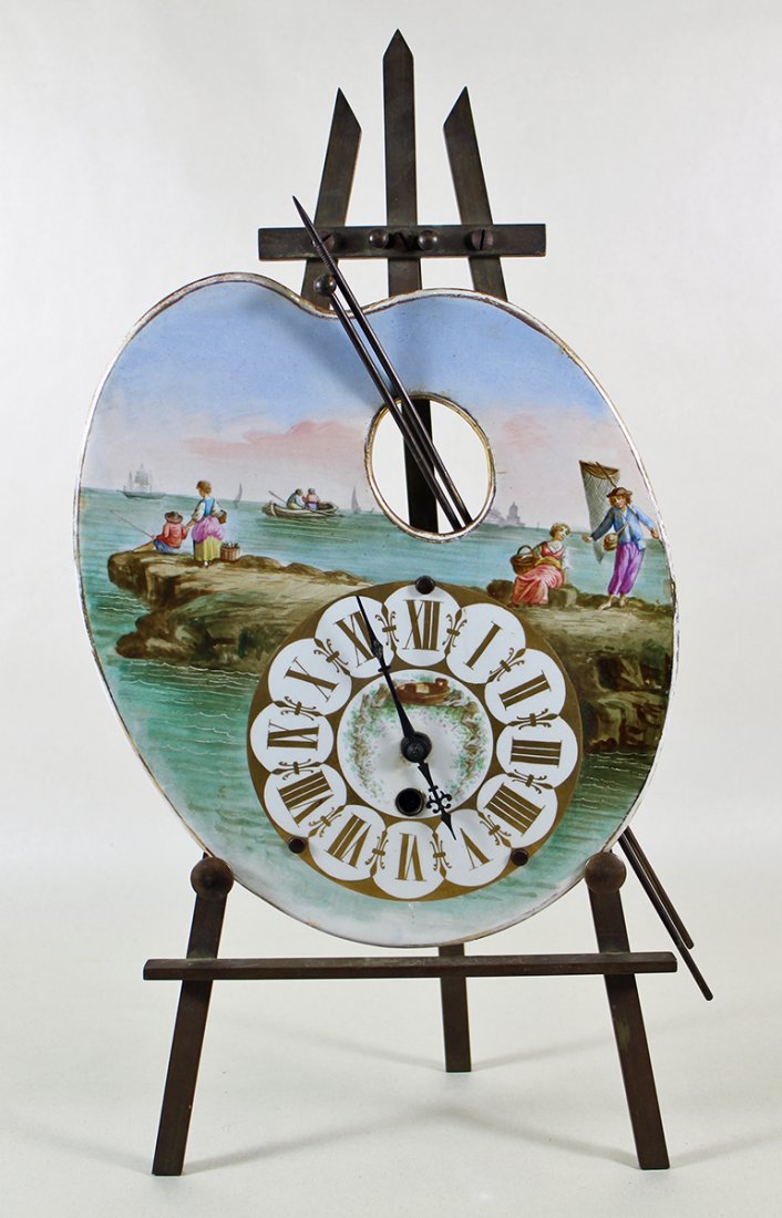 CREIL MONTEREAU ARTIST PALLETTE CLOCK W/ EASEL (1 of 7)