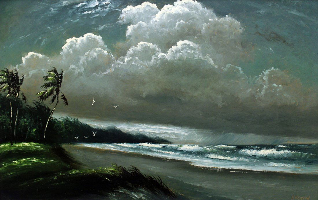 HAROLD NEWTON LARGE STORMY HIGHWAYMEN PAINTING (1 of 5)