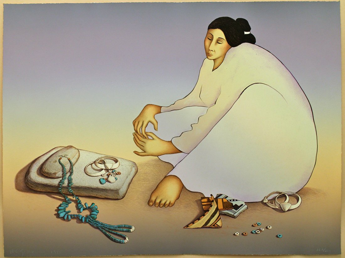 R.C. GORMAN MAKING JEWELRY LITHOGRAPH (1 of 5)