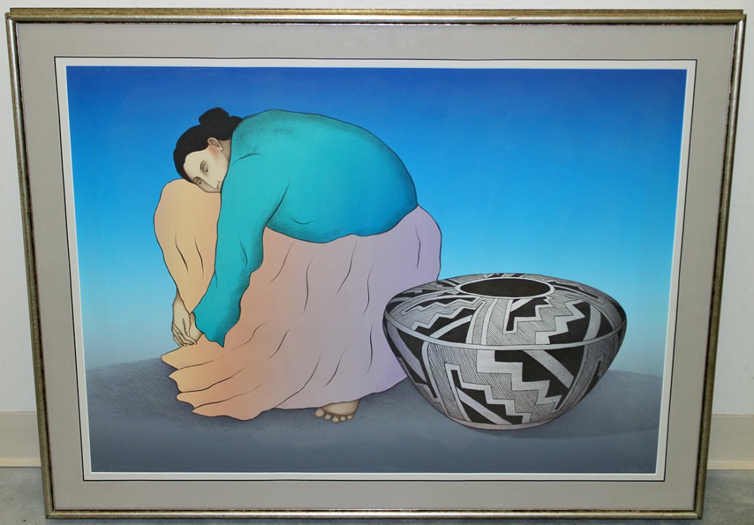 R.C. GORMAN MAKING JEWELRY LITHOGRAPH (1 of 4)