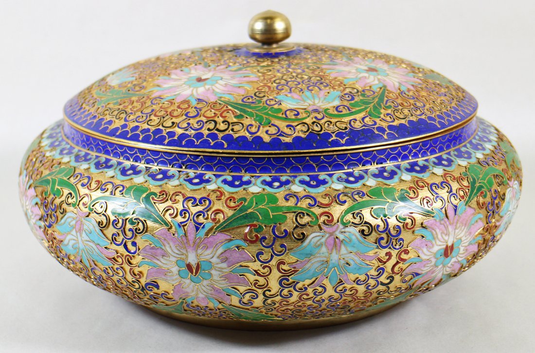 CLOISONNE COVERED CENTERPIECE BOWL (1 of 3)