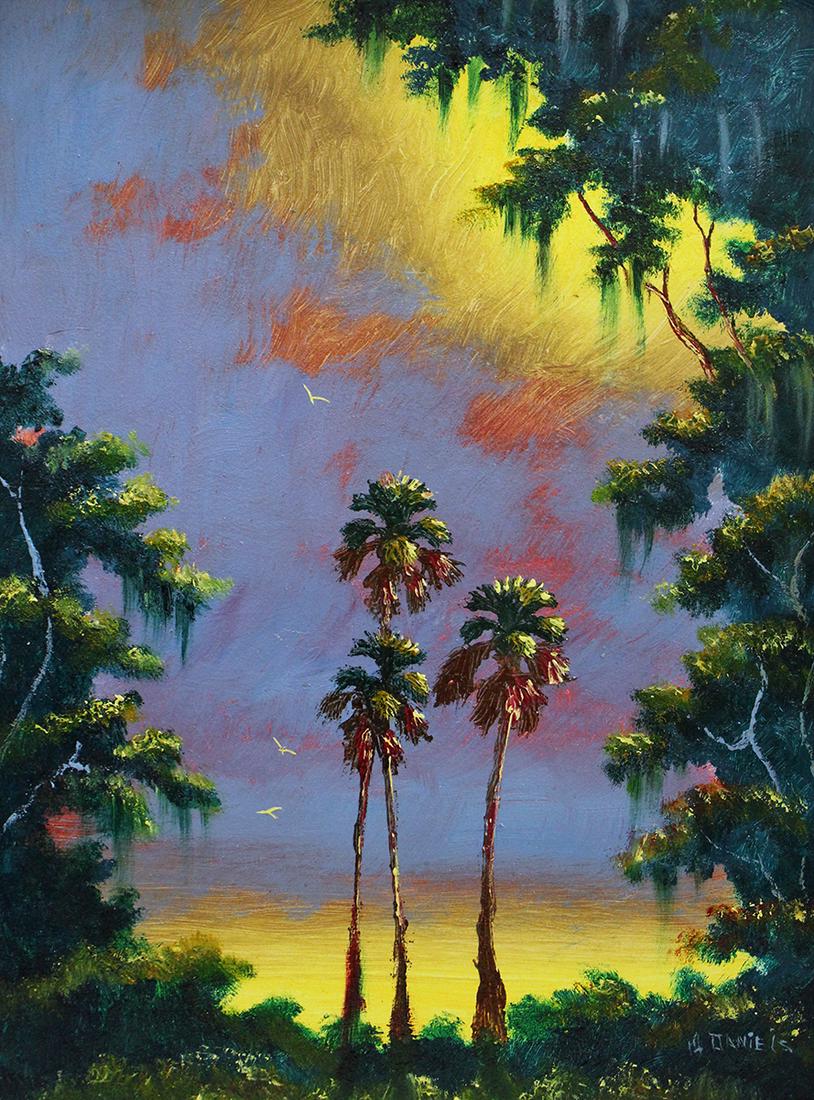 WILLIE DANIELS SUNSET RIVER HIGHWAYMEN PAINTING (1 of 4)