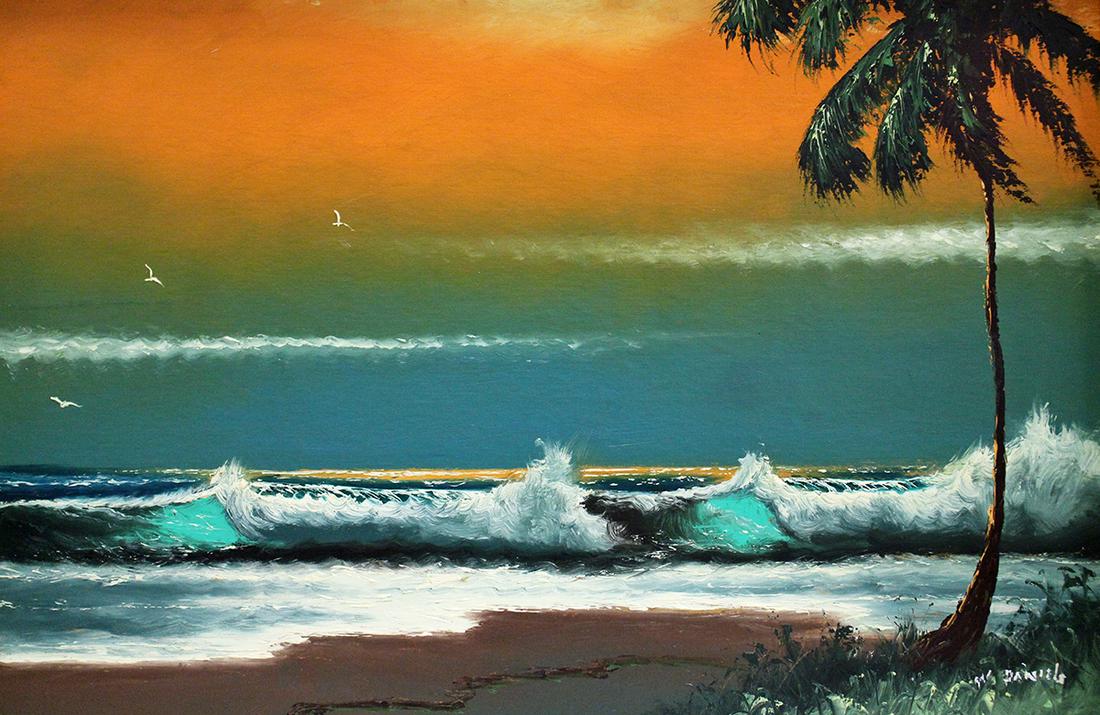 WILLIE DANIELS SUNSET BEACH HIGHWAYMEN PAINTING (1 of 6)