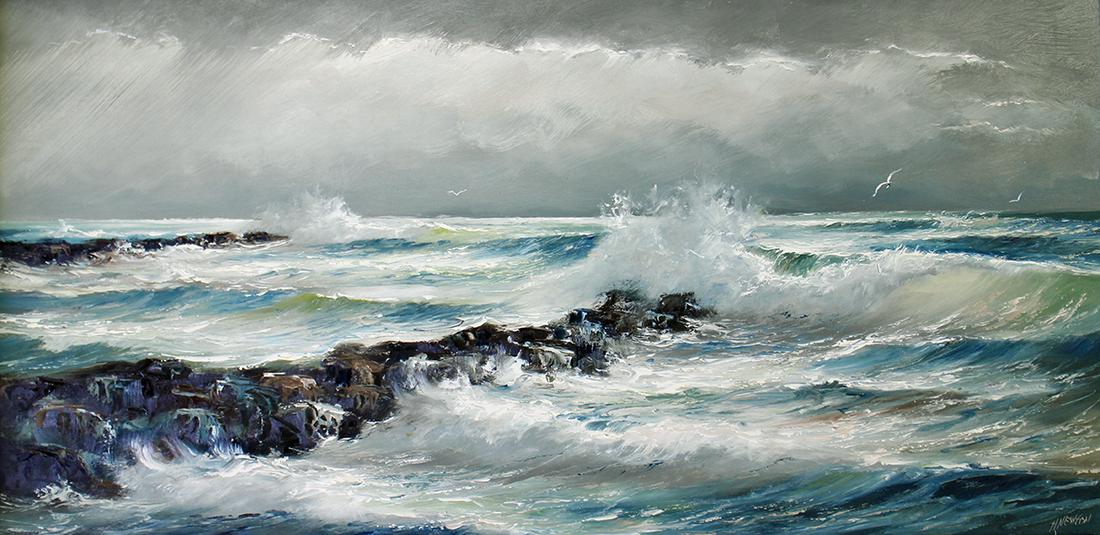 HAROLD NEWTON STORMY OCEAN HIGHWAYMEN PAINTING (1 of 5)