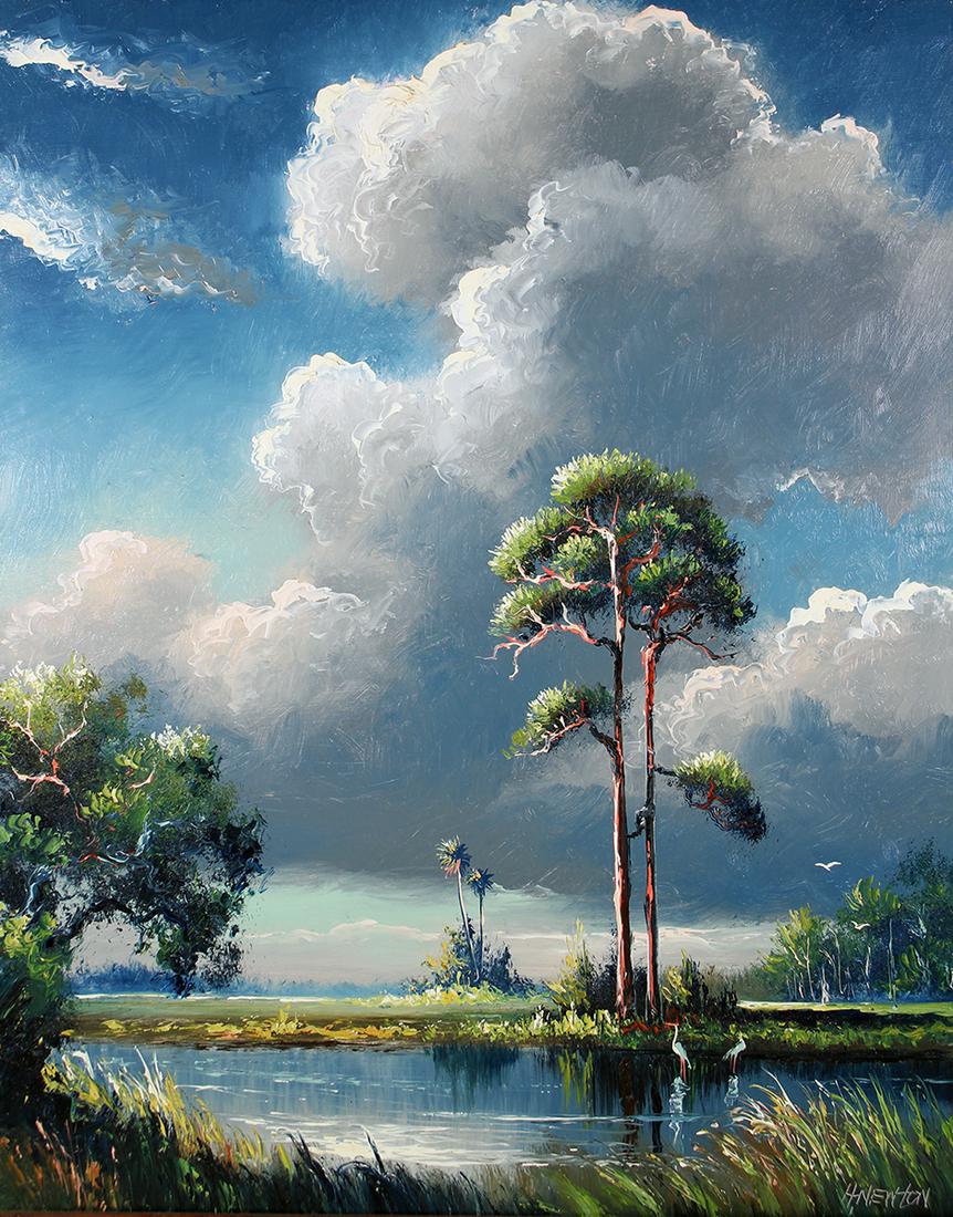 HAROLD NEWTON BLUE SKY FLORIDA HIGHWAYMEN PAINTING (1 of 5)