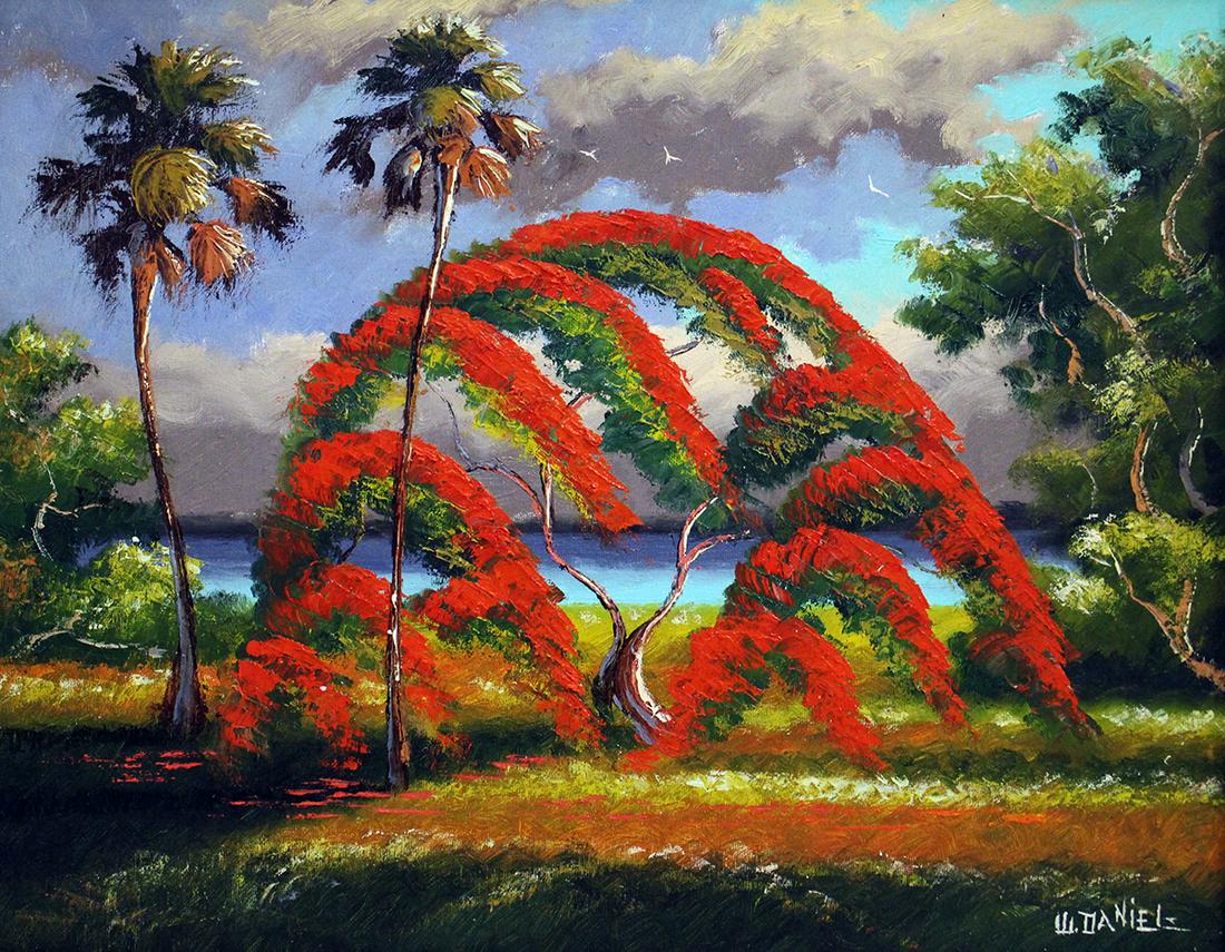 WILLIE DANIELS POINCIANA TREE HIGHWAYMEN PAINTING (1 of 5)